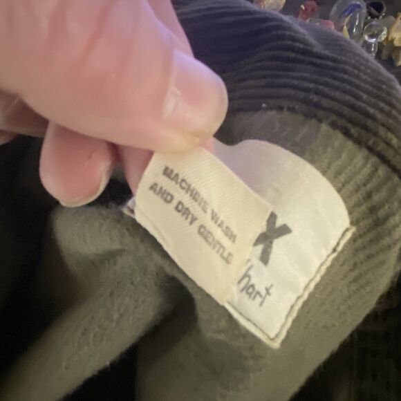 FLAX by Jeanne Engelhart Sz M Green Wide Whale Corduroy Chore Utility Coat Barn - Picture 11 of 11